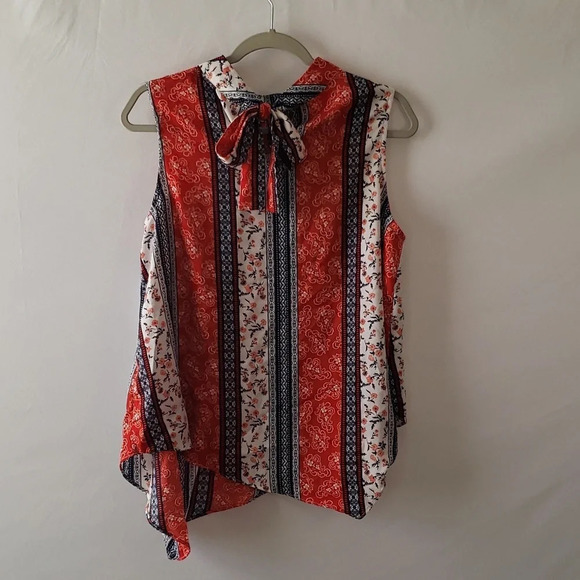 Cato Est. 1946 Sleeveless Blouse Handkerchief Hem sz Large Vintage Quilt Pattern - Picture 5 of 15